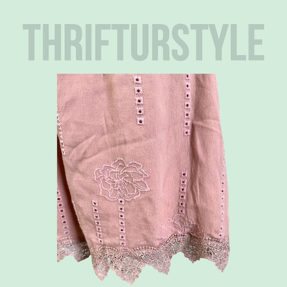 Blush Pink Lace Trim Romper Open Back Tie Spaghetti Strap Cute Casual - Picture 10 of 13